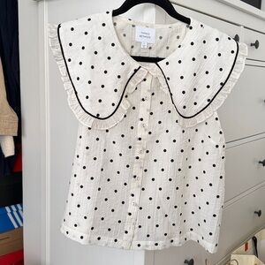 Things Between Polka Dot + Peter Pan collared blouse - new with tags! Sz. L